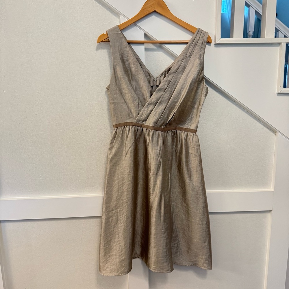 LOFT Metallic Tan Dress Sleeveless size 4